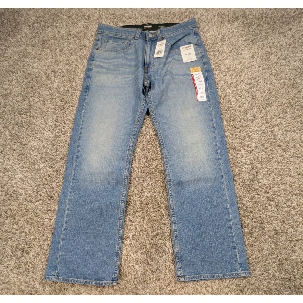 NEW Levi Strauss Signature Gold Relaxed Fit Jeans Mens 31x30 Blue Flex Denim